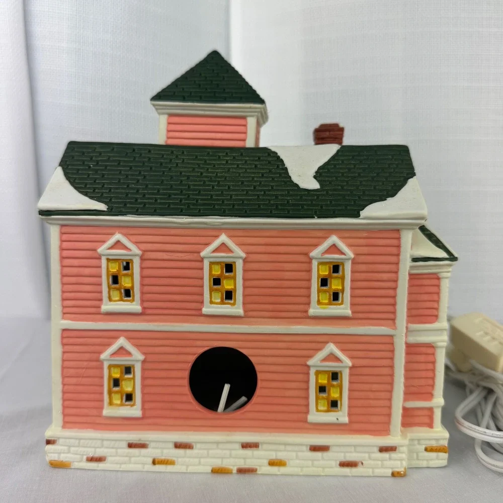 VTG Holiday Living Porcelain Lighted House Pink Victorian Christmas Village Home